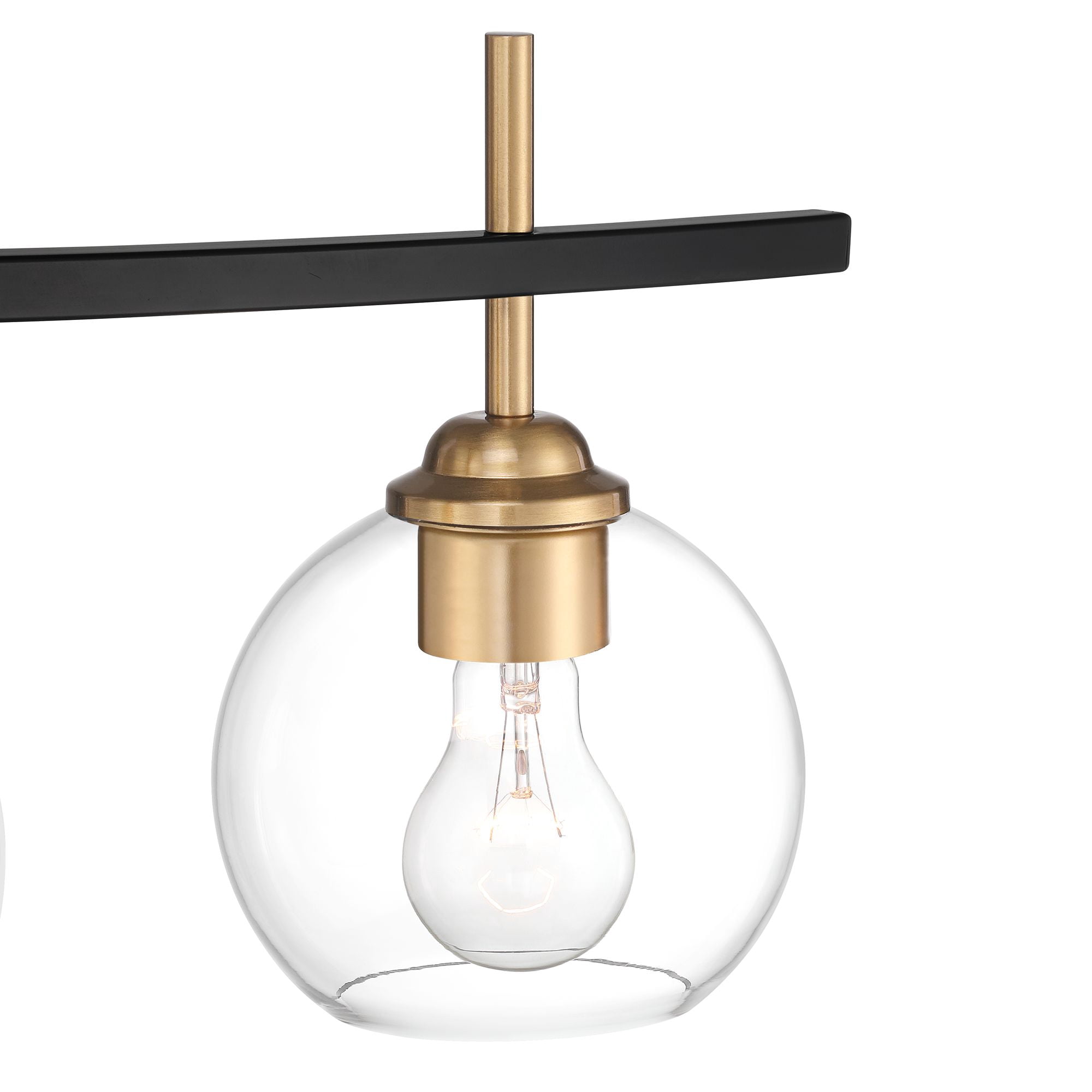 360 Lighting Modern Wall Light Sconce Black Gold Hardwire 27" 3-Light Fixture Clear Glass Globe for Bedroom Bathroom Vanity Home