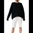 thumbnail image 2 of Suéter de Punto de Larga para Mujer, Jersey de Cuello Redondo, Suéter Informal Holgado. Negro Talla Única, 2 of 7