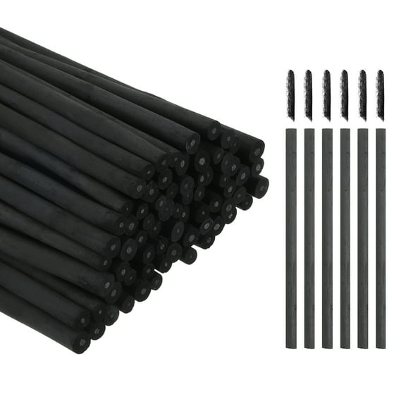 Uxcell Willow Charcoal Sticks, 5-7mm Willow Charcoal Pencils Soft Sketch Vine Art Supplies Set for Drawing Sketching Shading Painting Artists Beginners (Black, Pack of 100)