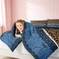 thumbnail image 3 of Erosebridal Leopard Satin Bow Ribbon Twin Comforter Sets for Girls, Cheetah Animal Print Lace Bedding Set, Black Reversible 2-Piece 1 Comforter and 1 Pillowcase, 3 of 6