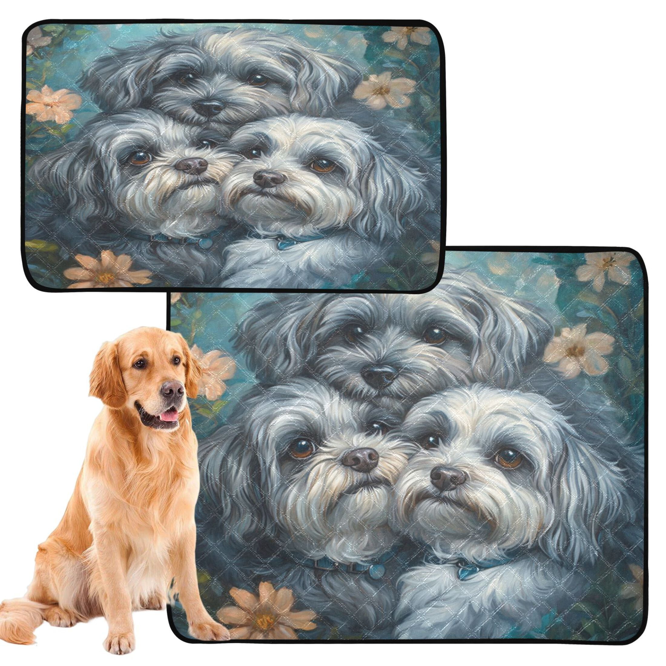 Qxltty Cute Gray Lhasa Apso Dogs Cat litter Pads Pet Set of 3 Diaper Mats Center Anti-leakage Layer Absorbent Soft and Comfortable