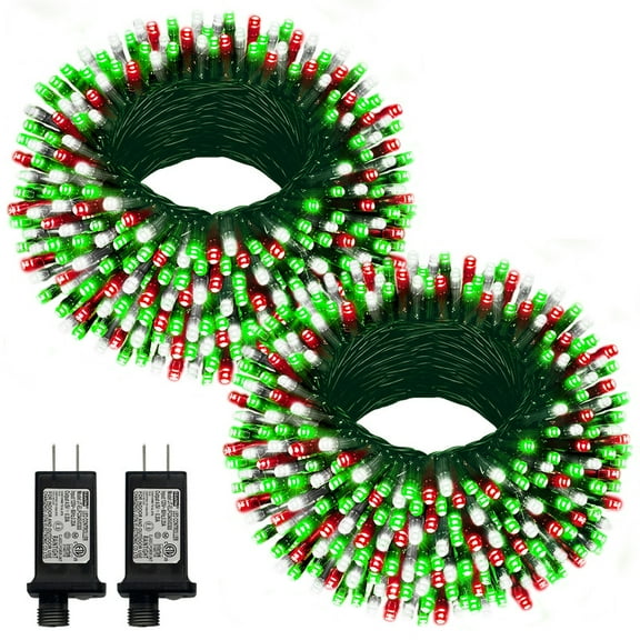 2PACK 66ft 200LED Christmas Decorative Mini Lights,green Wire Fairy Starry String Lights Plug in, 16Lighting Modes for Christmas Indoor Party Decoration (Red/White/Green)