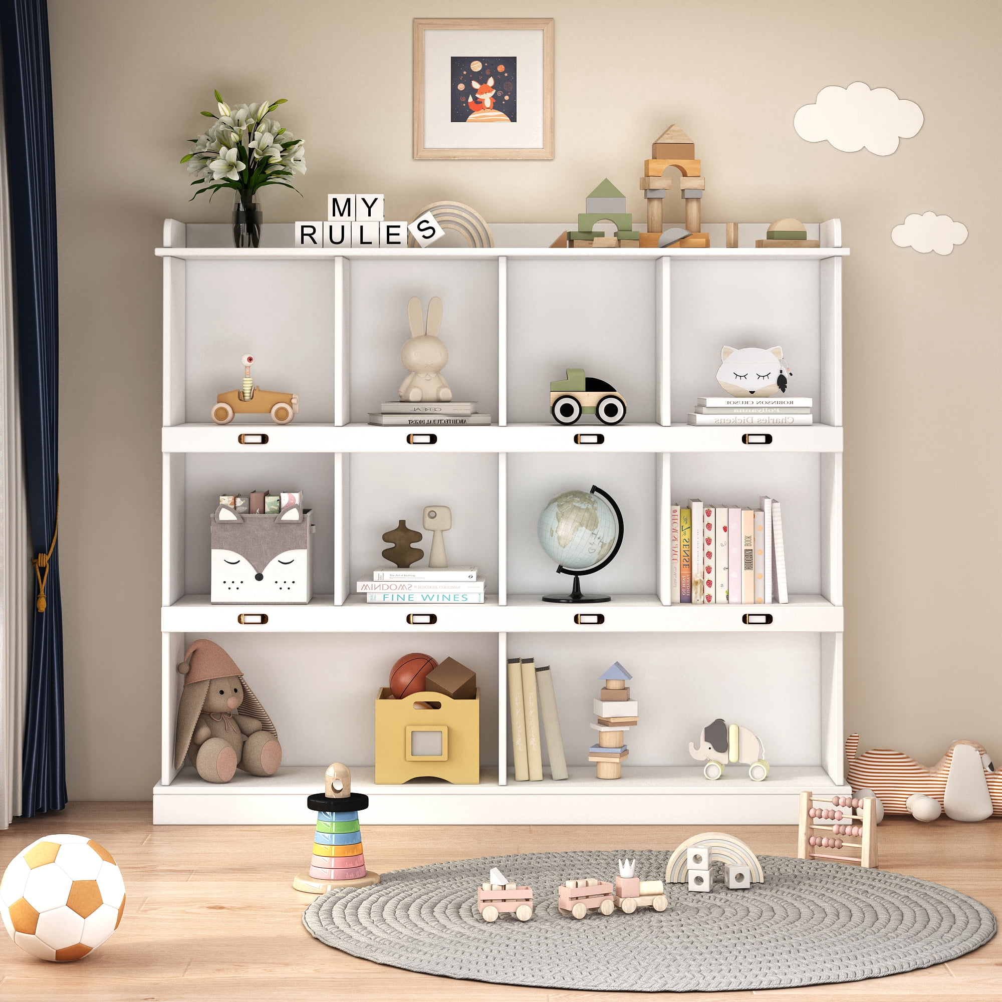 Entryway Shoe Cabinet with Doors & Adjustable Shelves, Shoe Storage Organizer, White