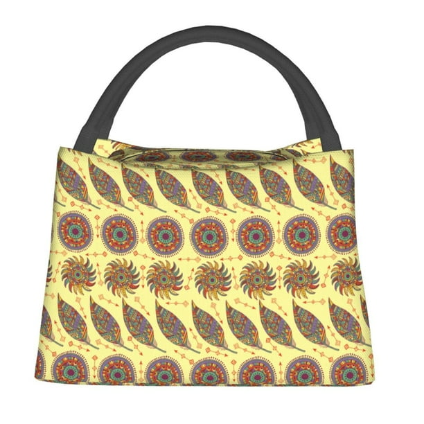 Fotbe Bohemia Bolsa Térmica Portátil con Estampado, Bolsa de Entrega de Alimentos Aislada, Bolsa Reutilizable de Gran Capacidad para Comidas y Supermercado