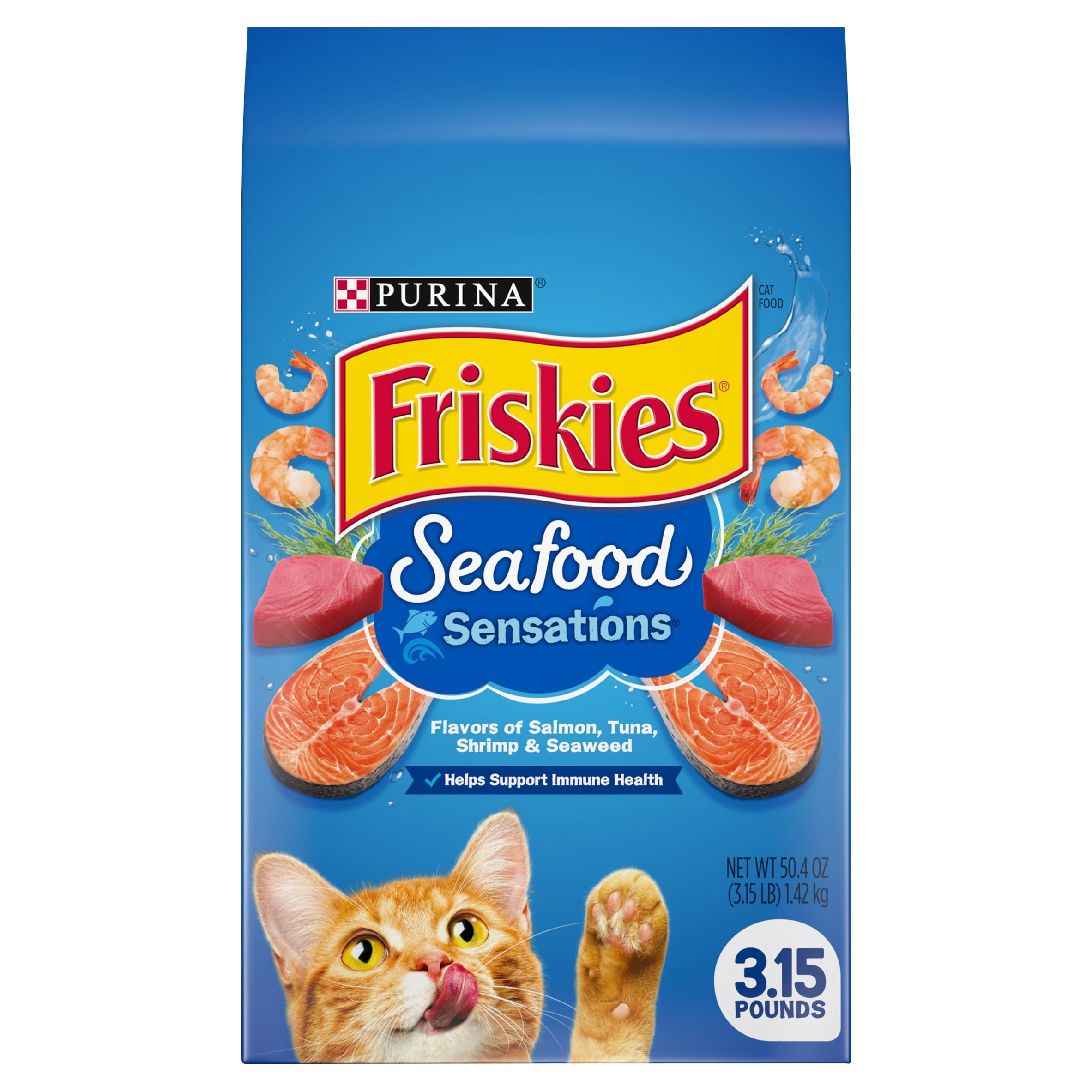 Purina Friskies Dry Cat Food, Seafood Sensations 3.15 lb. Bag