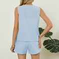 thumbnail image 4 of Womens Elegant 2 Piece Outfits Plaid Gingham Sets Sleeveless Button Blazer Vest Shorts Matching Lounge Set, 4 of 7