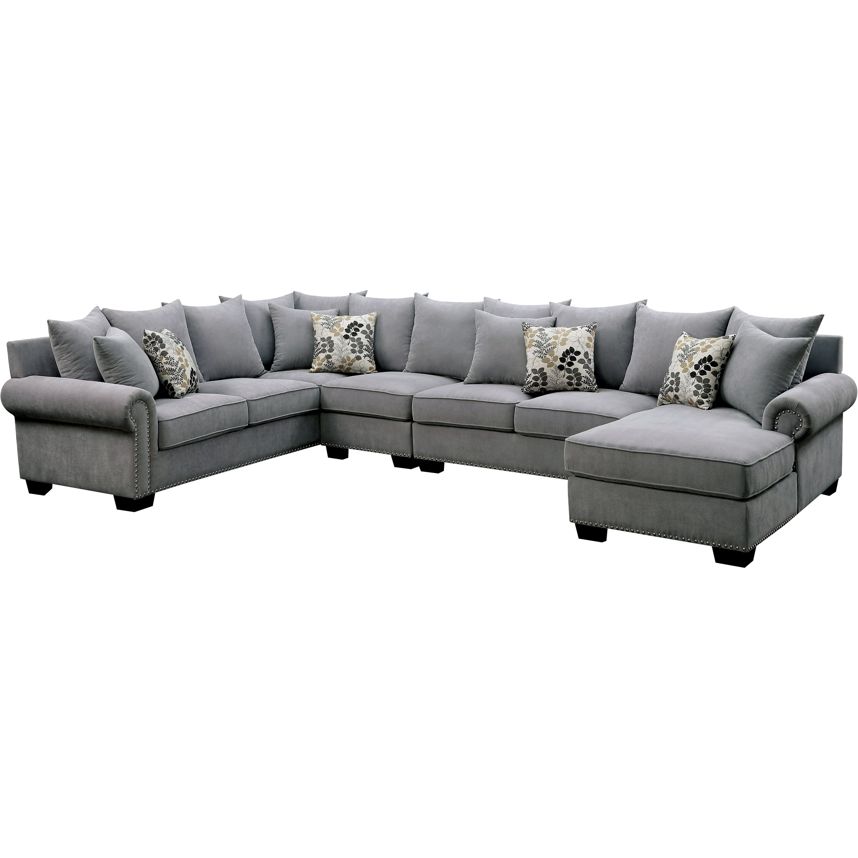 Furniture of America Rochelle Contemporary Nailhead Trim Sectional Sofa