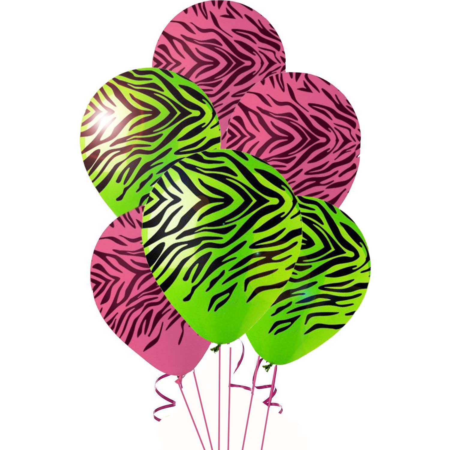PMU Zebra Balloons PartyTex 11 Inch Premium Hot Pink and Lime Green