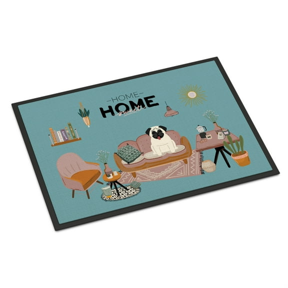 Cream Pug Sweet Home Indoor or Outdoor Mat 18x27 CK7849MAT
