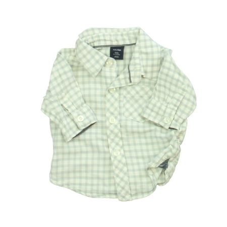 

Pre-owned Gap Boys White | Blue Plaid Button Down Long Sleeve size: 0-3 Months