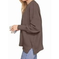 thumbnail image 2 of Women'S Oversized Batwing Sweaters 2025 Fall Outfits Trendy Crewneck Knit Side Slit Fashion Pullover Tops Brown S, 2 of 8