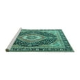 thumbnail image 2 of Ahgly Company Machine Washable Indoor Rectangle Medallion Turquoise Blue Traditional Area Rugs, 5' x 7', 2 of 4