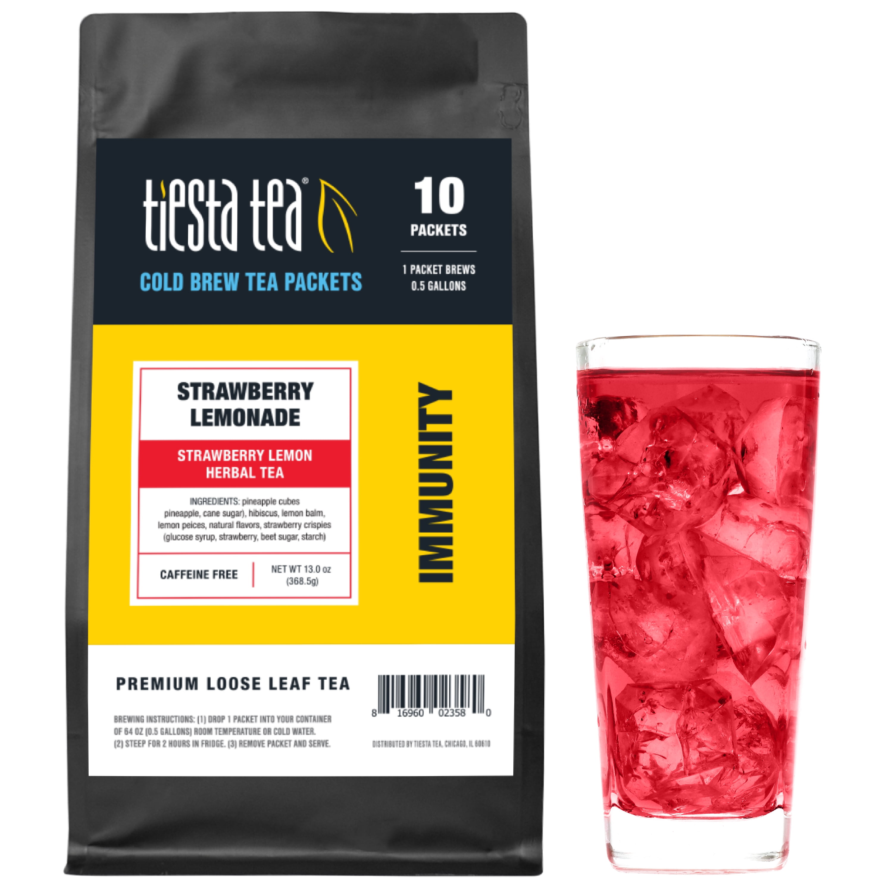 Tiesta Tea Strawberry Lemonade Cold Brew Tea, Strawberry Lemon Herbal Tea