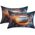 thumbnail image 2 of Coolnut Ice Fire Baseball Satin Pillowcase for Hair and Skin Silk Pillowcase Soft Sleeping Pillow Covers Smooth Cooling Pillowcase with Envelope Closure Size Standard 20x26 in Home Decor Gifts, 2 of 7