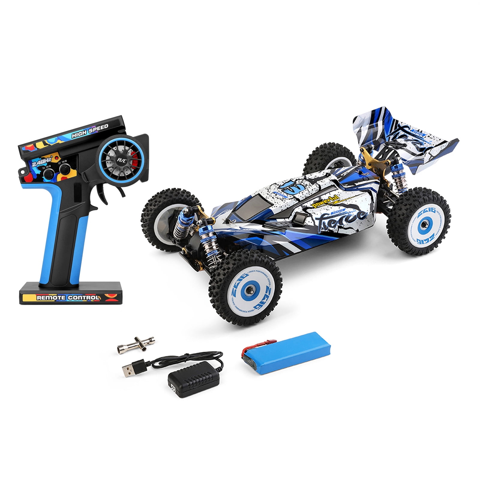 Bruce&Shark wltoys 47MPH Remote Control Car with Brushless Motor, Wltoys 124017 RC Car New V2 for Adults,Top Speed 4WD 1:12 Buggy with Metal Chassis,Gift for Kids (RTR)