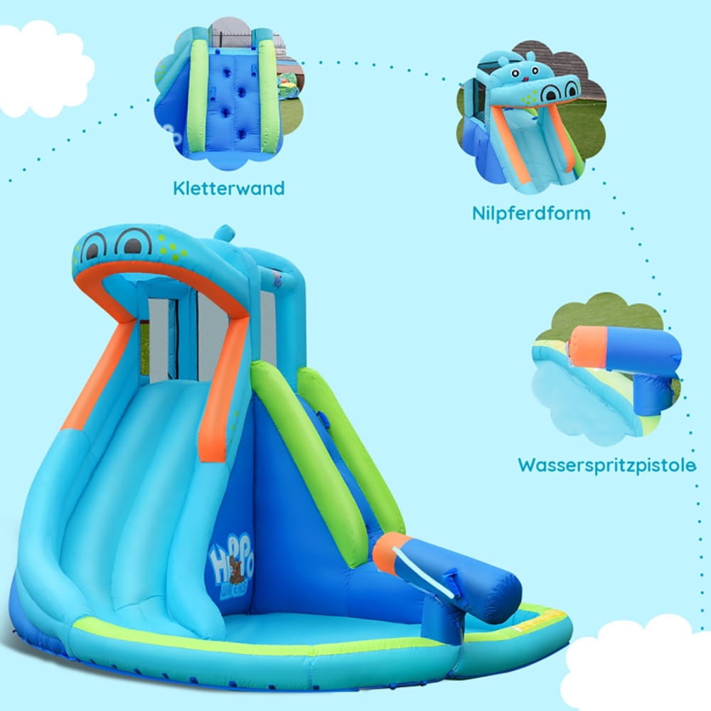 Aimee Lii Inflatable Water Pool with Splash and Slide without Blower, Bounce House Water Slide, Playhouse for Kids Outdoor