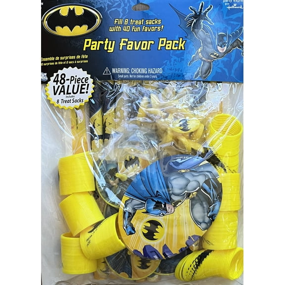 Batman Birthday Party Supplies 48 Party Favor Pack includes 8 Treat Sacks and 40 Party Favors