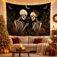 thumbnail image 3 of Two Human Skeletons With Face Each Other Profile, Spooky Gothic for Gothic Decor Fans, Dark Art Decor, Halloween Gift, Tapestry Wall Hanging for Bedroom and Dorm, 3 of 7