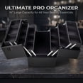 thumbnail image 2 of Makeup Train Case, 14 Inch Lockable Cosmetic Organizer Box, Professional Large Makeup Case with 6 Adjustable Trays, Spacious Bottom Compartment, Shoulder Strap, Black, 2 of 9