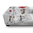 thumbnail image 3 of Wedding Soft Flannel Fleece Throw Blanket, Cartoon Couple Romantic Caricatures Getting Married Newlywed Happiness, Cozy Plush for Indoor and Outdoor Use, 50" x 60", Red Mint Green Grey, by Ambesonne, 3 of 6