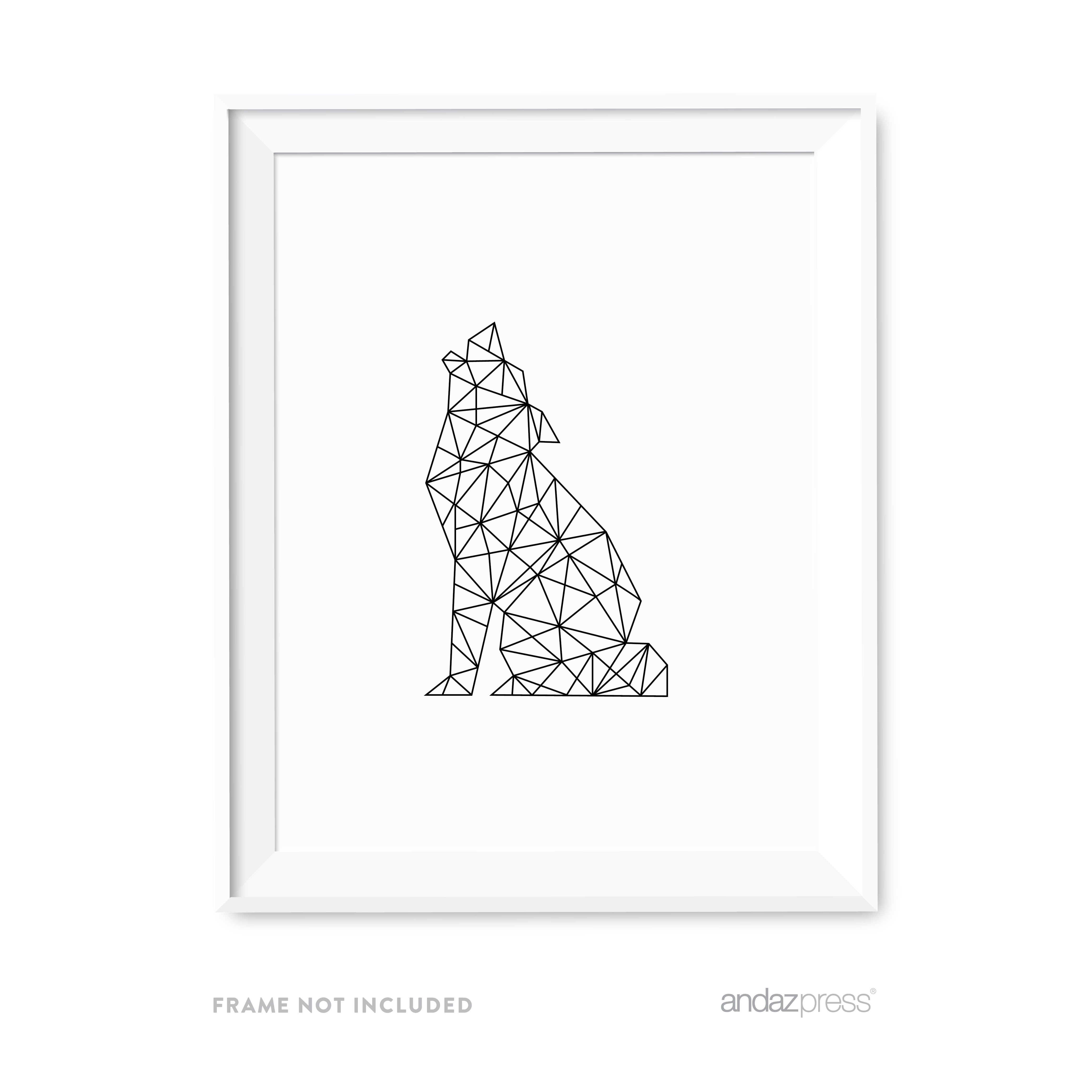 Wolf Geometric Animal Origami Wall Art Black White Minimalist Print -  