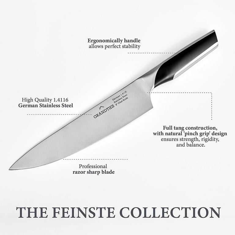 GrandTies Feinste High Carbon German Stainless Steel 7-Pc Kitchen Knife Block Set