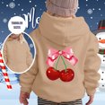 thumbnail image 2 of Kids Cherry Print Pullover Hoodie - Cute Bow Graphic Sweatshirt for Toddlers and Children, Ages 1-13 Years, 2 of 5