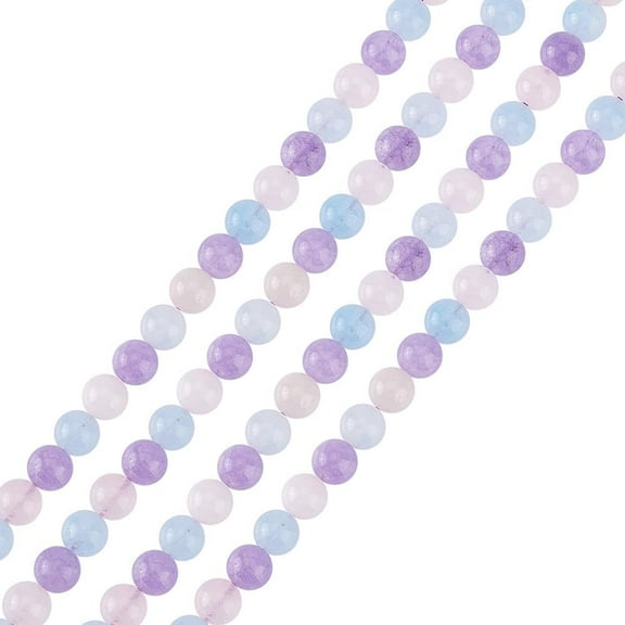 50 Pcs 8mm Natural Round Stone Beads Strands Natural Aquamarine Beads Rose Quartz Beads Amethyst Beads Mixed Style Natural Beads Smooth Gemstones Beads for Bracelets Jewelry Making