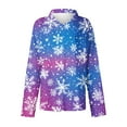 thumbnail image 5 of Lopecy-Sta Women's Christmas Snowflake Print Button-Down Blouse, Long Sleeve Gradient Loose Casual Shirt Top Purple 3XL, 5 of 5