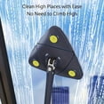 thumbnail image 2 of 1Set, Triangle 360° Rotating Cleaning Mop with Long Handle - Hands-Free Wash, Dual-Use for Wet And Dry Floors, Walls, Ceilings, Glass - Stainless Steel/P,Triangle mop set with long handle + mop cloth, 2 of 10