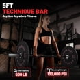 thumbnail image 2 of Olympic Barbell, 5ft Barbell for Strength Training and Weightlifting, 2 inch Olympic Bar with 500 lb Capacity, Comfortable Grip for Squats Curls Deadlifts, 2 of 8
