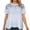 Light Blue, variant on Summer Blouses for Women Short Sleeve Crewneck Mesh Patchwork Embroidered Tops Dressy Casual Flowy Shirts