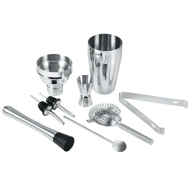 Heaveant Ensemble Shaker, 8 Pcs Ensemble Shaker à Cocktail en Acier Inoxydable Pince à Glace Mélange Cuillère Verseurs Outils de Bar