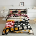 thumbnail image 2 of jejeloiu Retro Cinema Filmstrip Queen Comforter Set,Home Theater Bedding Sets,Movie Popcoen Bedding Comforter Set For Adults,Super Cozy Room Decor,3pcs, 2 of 8