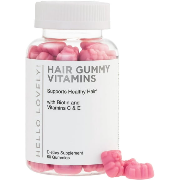 Hair Vitamins Gummies for Women for Hair Growth - with Biotin 5000 mcg, Vitamin E, C, & Zinc - Best Gummy Vitamin Supplement - Supports Faster Hair Growth & Stronger Nails, Berry Flavor - 60 Gummies