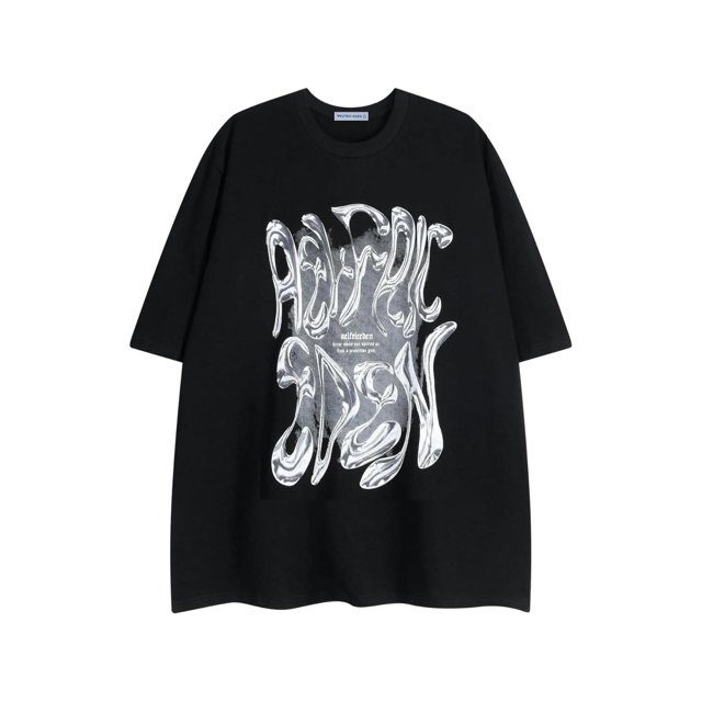 Metalic Graphic Tees Men Y2k oversized T Shirts Men Vintage Tees unisex Summer Tops Casual Classic Short Sleeve T-shirt for Daily Wear