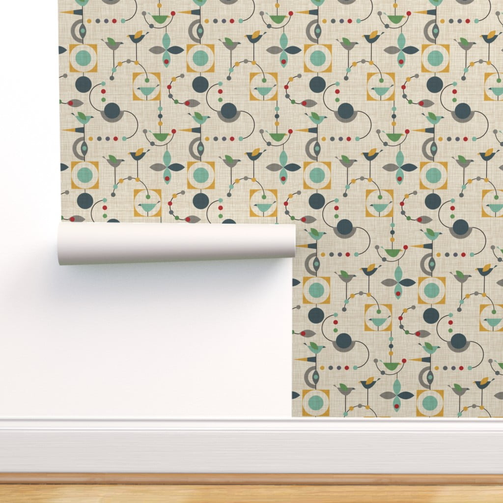 Removable Water-Activated Wallpaper Geometric Mid-Century Modern Modern 