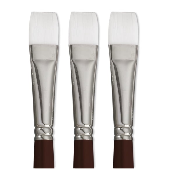 Brochas Sax Optimium White Taklon, mango corto y plano, 2,54 cm, 3P