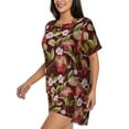 thumbnail image 2 of Kdxio Leaf And Fruit Print Pajamas Sets for Women Short-Sleeved Pjs with Lounge Shorts Two Piece Sleepwear S-4XL, 2 of 5