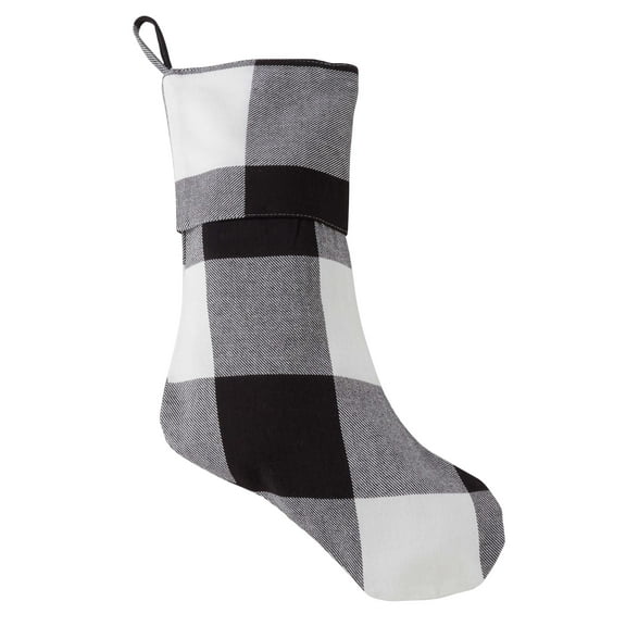 Holiday Buffalo Plaid Design Decorative Cotton Christmas Stoking (White, 13"x19" Christmas Stocking)