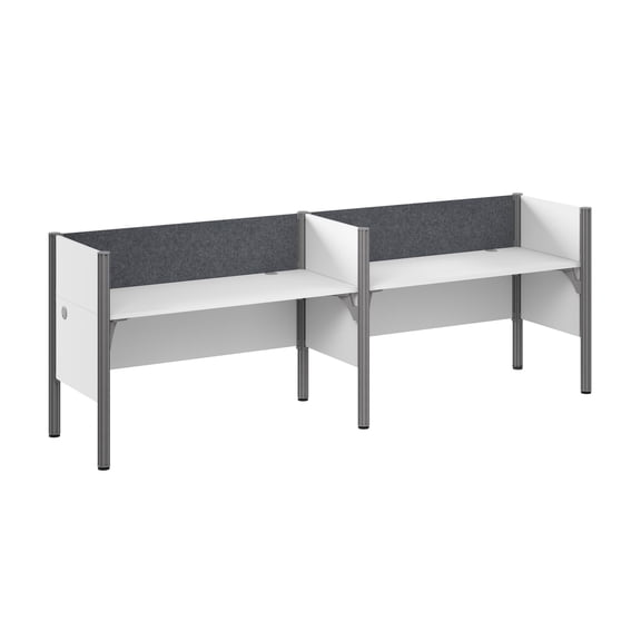 ProBiz Double Cubicle Desk with Low Privacy Panels in White - Engineered Wood
