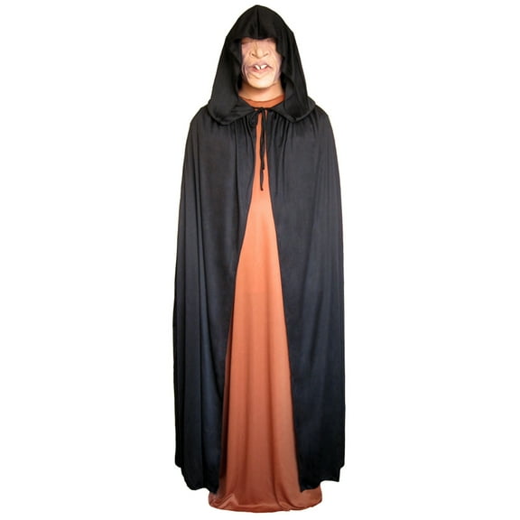 SeasonsTrading 54" Black Cloak with Large Hood Costume Accessory