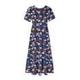 thumbnail image 5 of Viikei Womens Summer Dresses Plus Size,Women's Floral Print Short Sleeve Dress,Women's Printing Casual Short Sleeve Crewneck Dress Flowy Tiered Maxi Beach Dress with Pockets Navy S, 5 of 6
