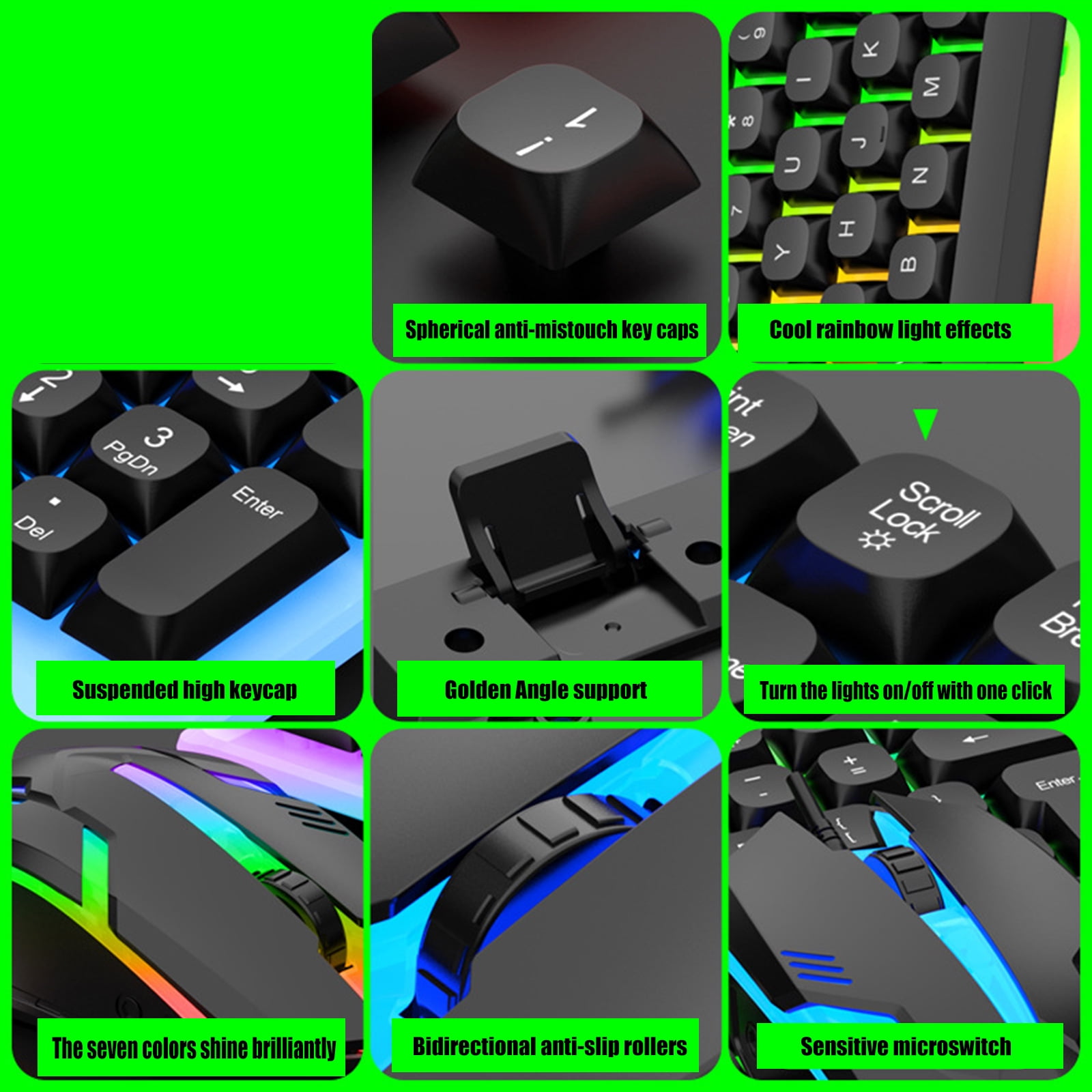 Mechanical Gaming Keyboard with LED Backlit Keyboard 104 Keys Corded Computer Keyboards for Laptop Gaming Work