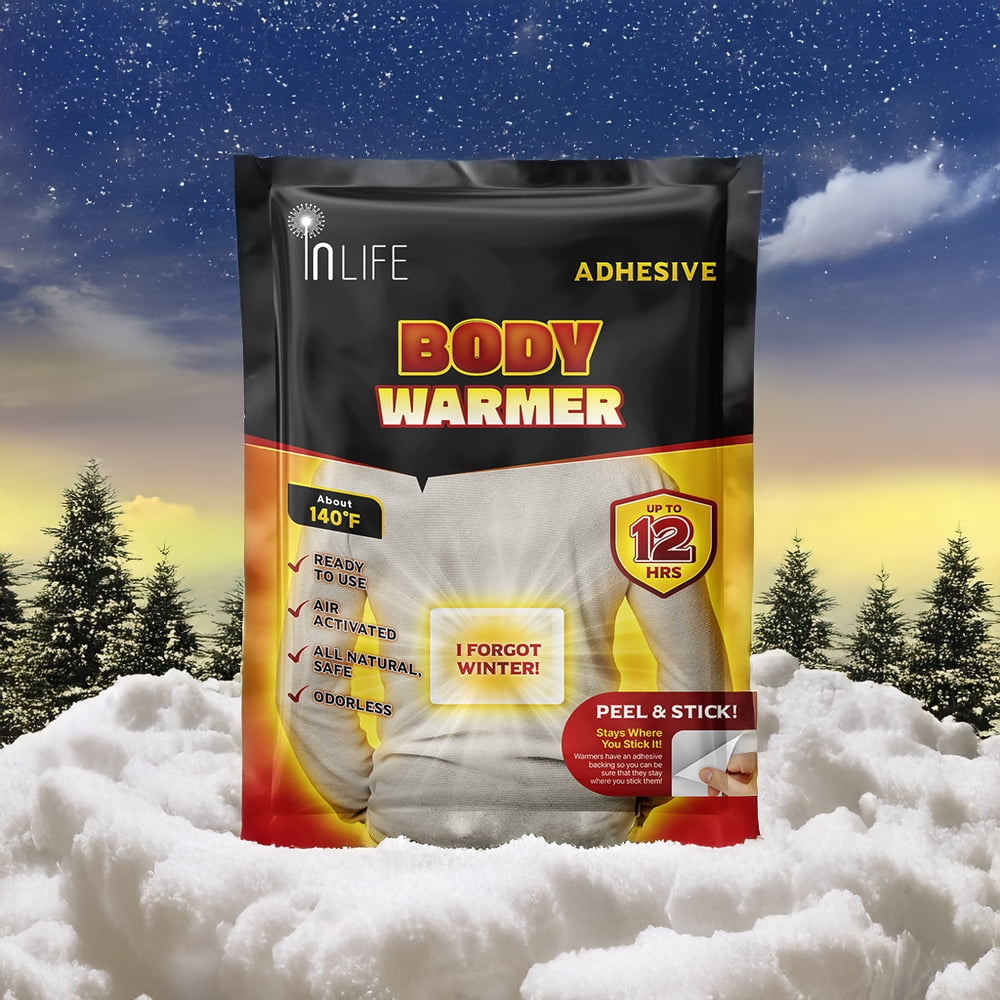 Inlife Warmer for Body with Adhesive, Outdoor and Indoor, Air-Activated, Consistently Long Last, Odorless, 30 Packs