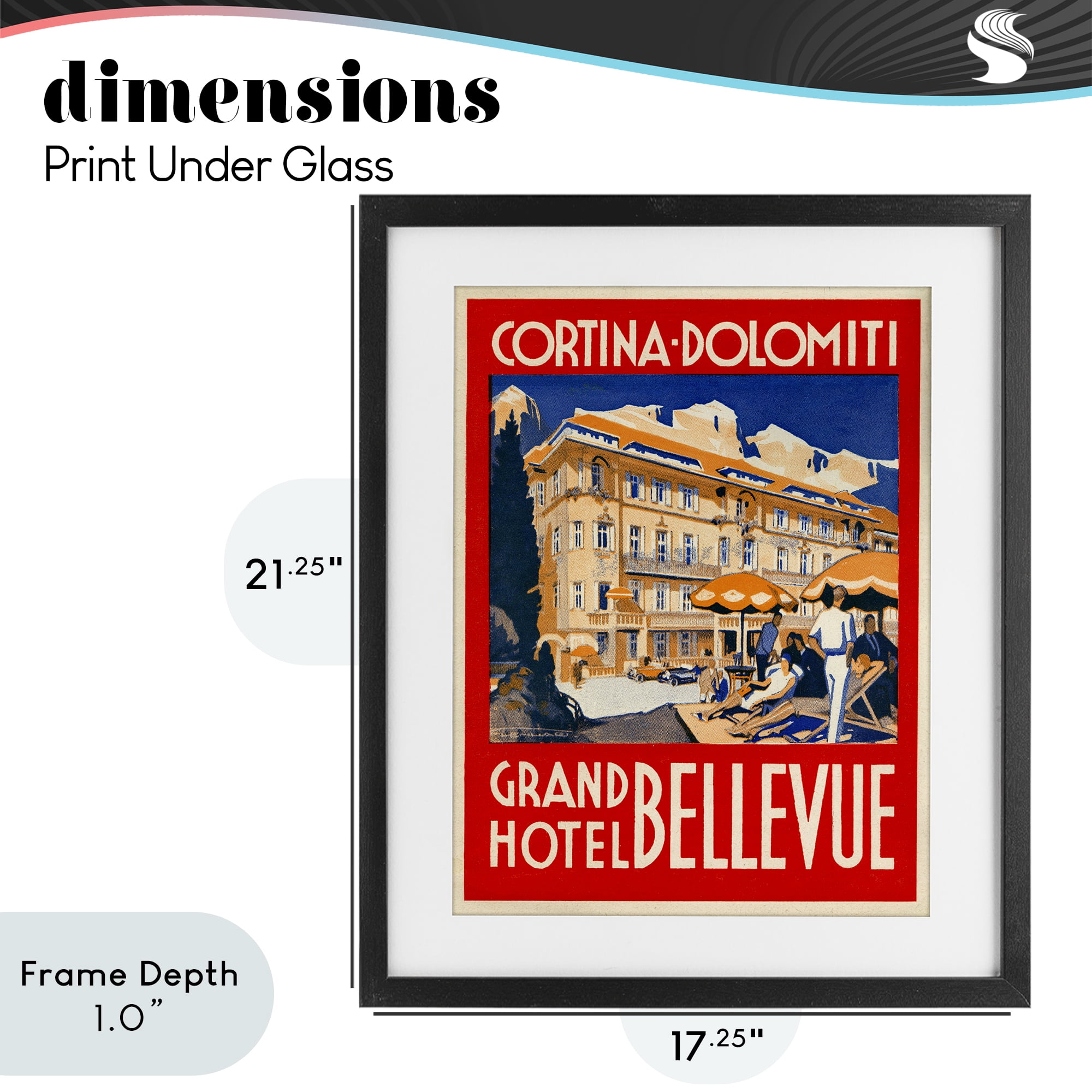 Stupell Industries Grand Hotel Bellevue Vintage Black Framed Print Under Glass, design by Print Collection