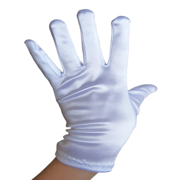 TELOLY White Satin Gloves (Wrist Length) - Wedding, Prom, Party