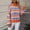 Orange, variant on Women Sweaters Long Sleeve Crew Neck Sweater Casual Oversized Knitted Striped Size S-XL