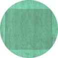 thumbnail image 1 of Ahgly Company Machine Washable Indoor Round Abstract Turquoise Blue Contemporary Area Rugs, 4' Round, 1 of 4