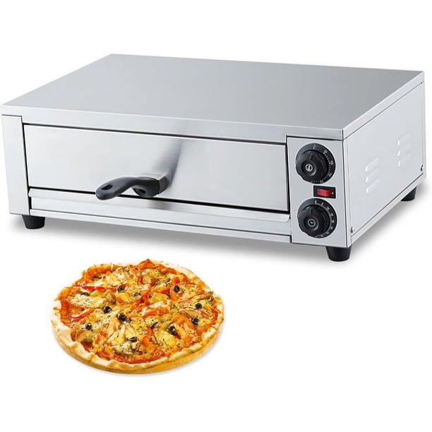 16-pulgada electric indoor pizza oven - 1300w commercial countertop pizza maker in stainless steel grilling rack y removable crumb tray home kitchens y restaurants, compact, durable, fast heating